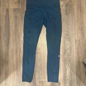 Blue High-Rise Stretch Leggings